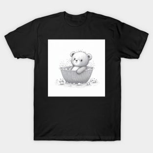 Cute Happy Bear on a Bathtub Illustration T-Shirt